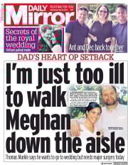 Daily Mirror (UK) Newspaper Front Page for 16 May 2018