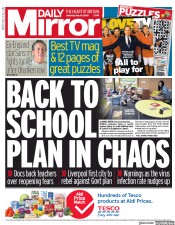 Daily Mirror (UK) Newspaper Front Page for 16 May 2020