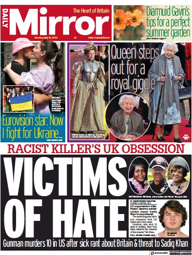 Daily Mirror Newspaper Front Page (UK) for 16 May 2022