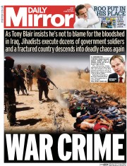 Daily Mirror (UK) Newspaper Front Page for 16 June 2014