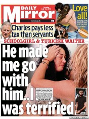 Daily Mirror (UK) Newspaper Front Page for 16 July 2013