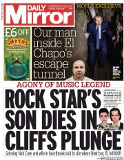 Daily Mirror (UK) Newspaper Front Page for 16 July 2015
