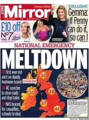 Daily Mirror (UK) Newspaper Front Page for 16 July 2022