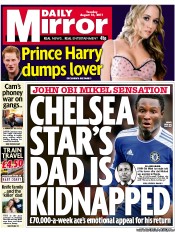 Daily Mirror (UK) Newspaper Front Page for 16 August 2011