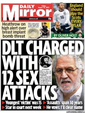 Daily Mirror (UK) Newspaper Front Page for 16 August 2013