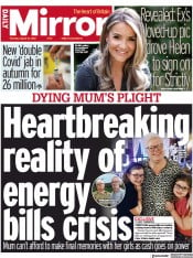 Daily Mirror front page for 16 August 2022