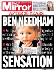Daily Mirror (UK) Newspaper Front Page for 16 September 2016