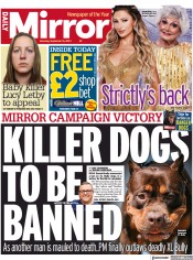 Daily Mirror front page for 16 September 2023