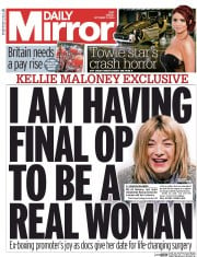 Daily Mirror Newspaper Front Page (UK) for 17 October 2014