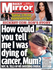 Daily Mirror (UK) Newspaper Front Page for 17 November 2012