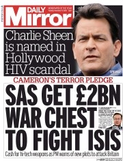 Daily Mirror (UK) Newspaper Front Page for 17 November 2015