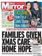 Daily Mirror (UK) Newspaper Front Page for 17 November 2020