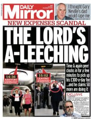 Daily Mirror (UK) Newspaper Front Page for 17 December 2013