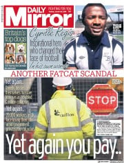 Daily Mirror (UK) Newspaper Front Page for 17 January 2018