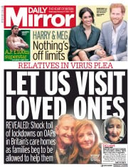 Daily Mirror (UK) Newspaper Front Page for 17 February 2021