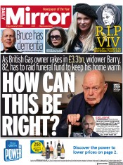 Daily Mirror (UK) Newspaper Front Page for 17 February 2023