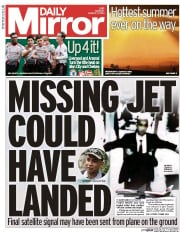 Daily Mirror (UK) Newspaper Front Page for 17 March 2014