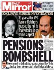 Daily Mirror Newspaper Front Page (UK) for 17 April 2014