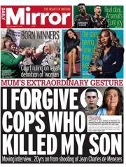 Daily Mirror front page for 17 April 2025