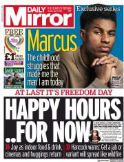 Daily Mirror (UK) Newspaper Front Page for 17 May 2021