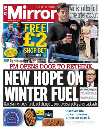 Daily Mirror Newspaper Front Page (UK) for 17 May 2025