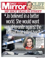 Daily Mirror (UK) Newspaper Front Page for 17 June 2016