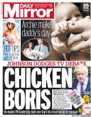 Daily Mirror (UK) Newspaper Front Page for 17 June 2019