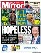 Daily Mirror (UK) Newspaper Front Page for 17 June 2021