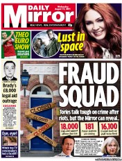 Daily Mirror Newspaper Front Page (UK) for 17 August 2011