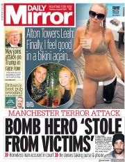 Daily Mirror (UK) Newspaper Front Page for 17 August 2017