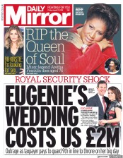 Daily Mirror (UK) Newspaper Front Page for 17 August 2018