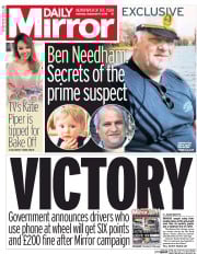 Daily Mirror (UK) Newspaper Front Page for 17 September 2016