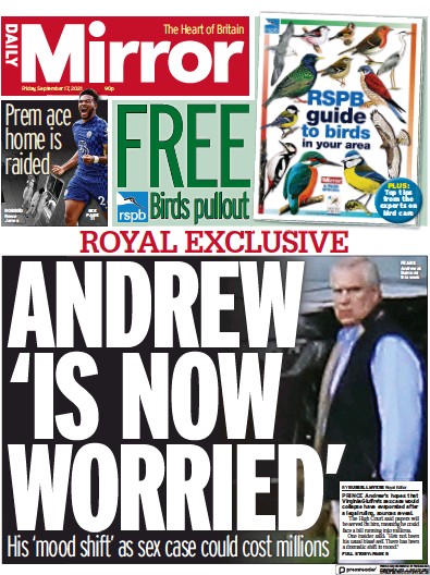 Daily Mirror Newspaper Front Page (UK) for 17 September 2021
