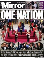 Daily Mirror front page for 17 September 2022