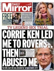 Daily Mirror (UK) Newspaper Front Page for 18 January 2014