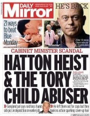 Daily Mirror (UK) Newspaper Front Page for 18 January 2016