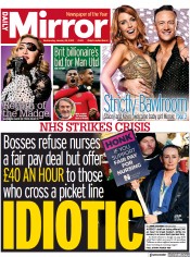 Daily Mirror (UK) Newspaper Front Page for 18 January 2023
