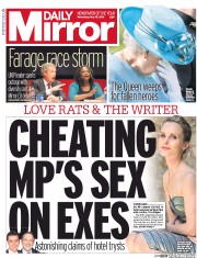Daily Mirror (UK) Newspaper Front Page for 18 May 2016