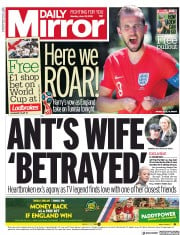 Daily Mirror (UK) Newspaper Front Page for 18 June 2018