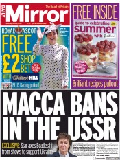 Daily Mirror front page for 18 June 2022
