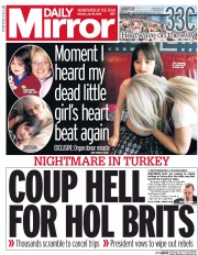Daily Mirror (UK) Newspaper Front Page for 18 July 2016