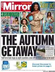 Daily Mirror (UK) Newspaper Front Page for 18 September 2021