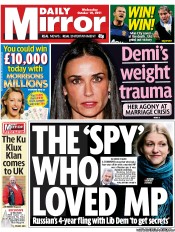 Daily Mirror Newspaper Front Page (UK) for 19 October 2011