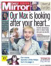 Daily Mirror (UK) Newspaper Front Page for 19 October 2017