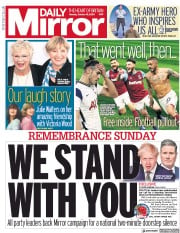 Daily Mirror (UK) Newspaper Front Page for 19 October 2020