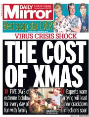 Daily Mirror (UK) Newspaper Front Page for 19 November 2020