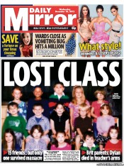 Daily Mirror Newspaper Front Page (UK) for 19 December 2012