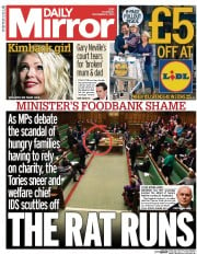 Daily Mirror Newspaper Front Page (UK) for 19 December 2013