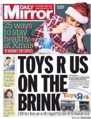 Daily Mirror (UK) Newspaper Front Page for 19 December 2017