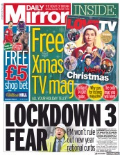 Daily Mirror (UK) Newspaper Front Page for 19 December 2020